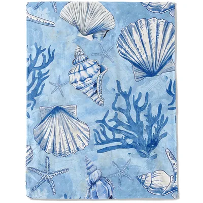 Nautical Seashells and Coral Blanket: Ocean Life Throw