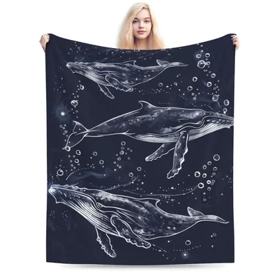 Humpback Whales Underwater Scene Blanket for Ocean Lovers
