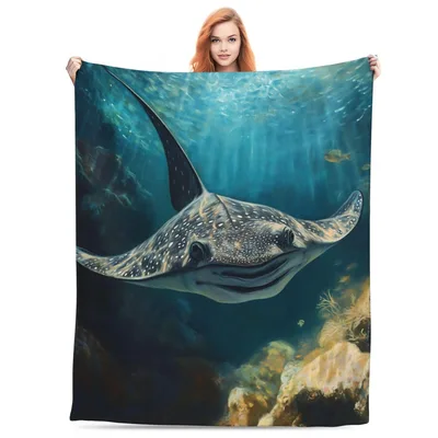 Ocean Stingray Underwater Blanket: A Spotted Eagle Ray Art Print