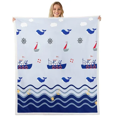 Nautical Sailboats and Whales Blanket featuring ships whales