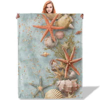 Starfish and Shells Blanket: Coastal Ocean Life Design
