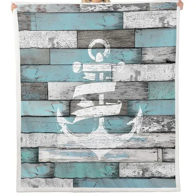 Nautical Anchor on Wood Blanket: Rustic Coastal Design for Lake Houses