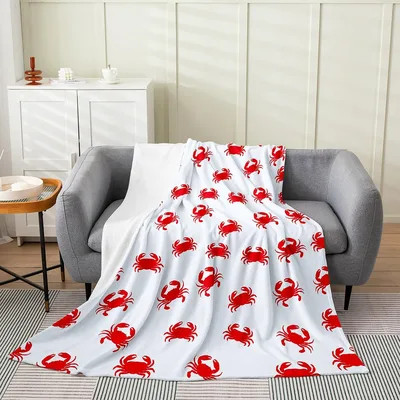 Red Crab Pattern Blanket: A Playful Coastal Design for Beach Lovers