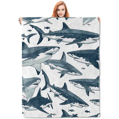 Sharks Swimming Pattern Blanket: A Deep Blue Ocean Illustration