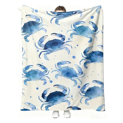 Blue Crabs Coastal Pattern Blanket: Watercolor Blue Crab