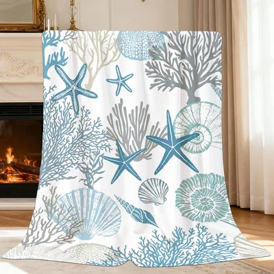 Nautical Starfish and Shells Blanket: Coastal Art for Beach Lovers