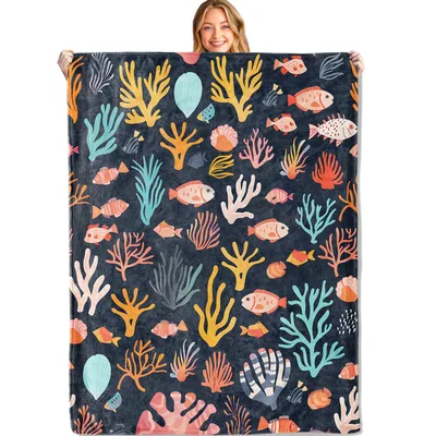 Colorful Coral Reef Fish Blanket: Underwater Pattern for Ocean Lovers