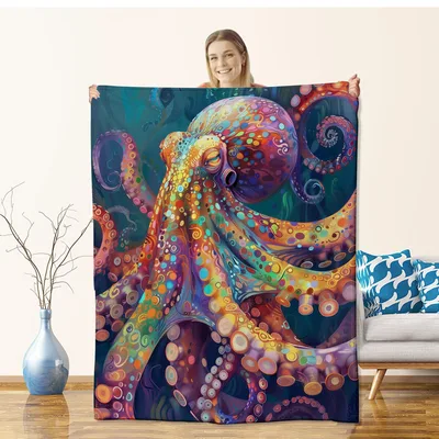 Colorful Octopus Painting Blanket