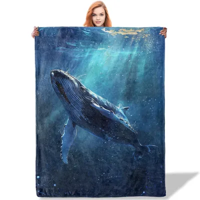 Humpback Whale in Deep Blanket: Ocean Art for Cozy Days