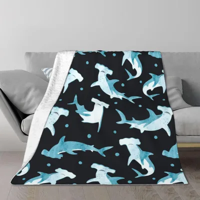 Hammerhead Shark Pattern Blanket No. 2: Watercolor Shark Design