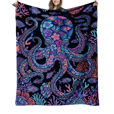 Octopus Floral Underwater Blanket