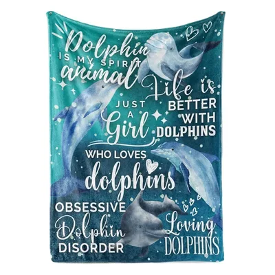 Dolphin Spirit Animal Watercolor Blanket for Ocean Lovers