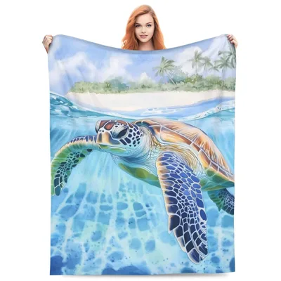 Sea Turtle Tropical Beach Blanket No. 2: A Serene Ocean Scene