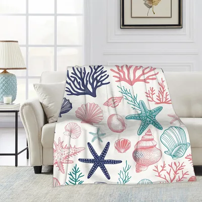 Ocean Shells and Starfish Blanket