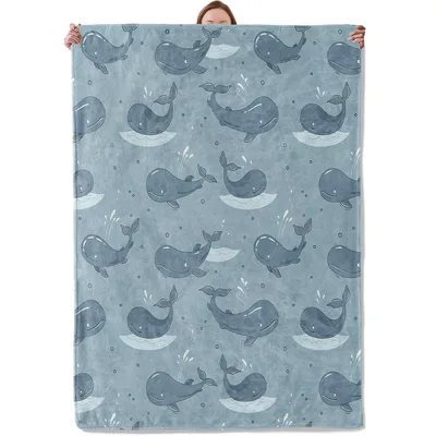 Whale Motif Ocean Pattern Blanket: Cute Cartoon Whales for Sea Lovers