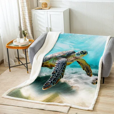 Sea Turtle Underwater Ocean Blanket