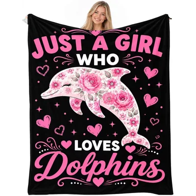 Just a Girl Blanket: Floral Dolphin Design for Ocean Lovers