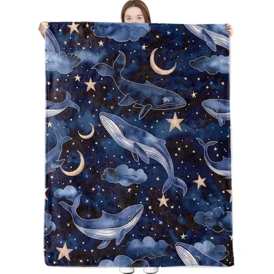 Whales Under Starry Night Blanket
