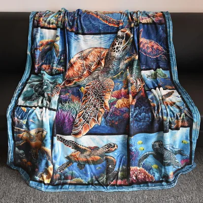 Sea Turtles Ocean Panels Blanket: A Patchwork of Marine Life