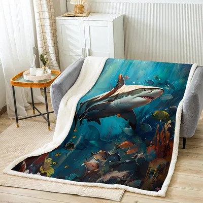 Shark Underwater Ocean Scene Blanket No. 2