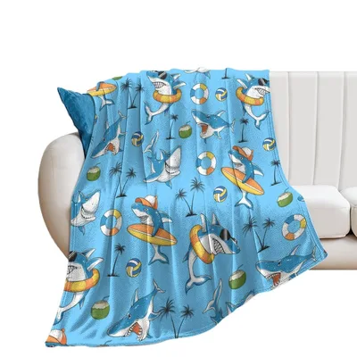Sharks and Ocean Fish Blanket: Surfing Shark Pattern for Beach Lovers