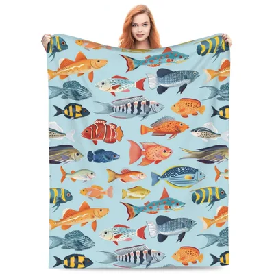 Tropical Fish Pattern Blanket: A Colorful Ocean Life Throw