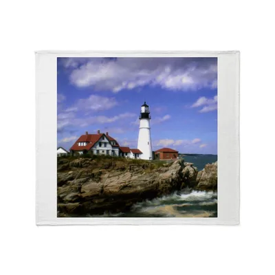 Portland Head Lighthouse Photo Blanket: Coastal Maine Landmark Art