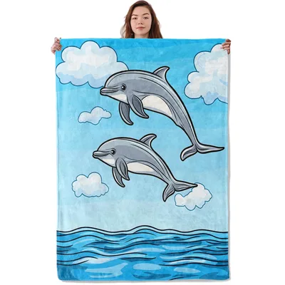 Cartoon Dolphins Jumping Over Blanket