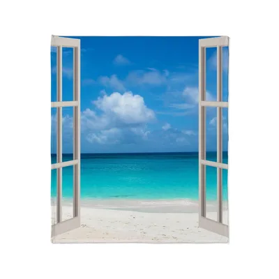 Tropical Beach View Through Blanket: Open Window to Turquoise Ocean