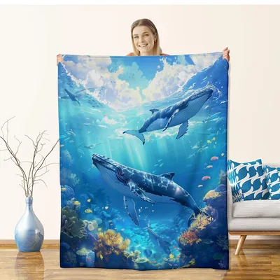 Humpback Whales Under Ocean Blanket: A Deep Blue Sea Scene