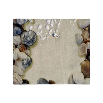 Seashell Border on Sand Blanket Coastal Shell Print