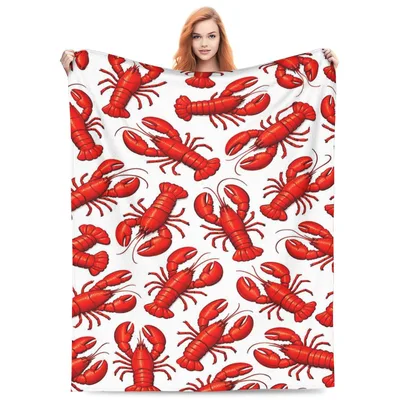 Red Lobsters Pattern Blanket No. 2: Coastal Seafood Theme
