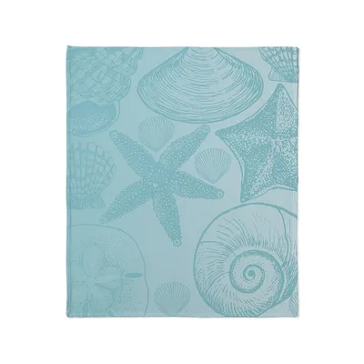 Aqua Shells and Starfish Blanket: Coastal Pattern for Ocean Lovers