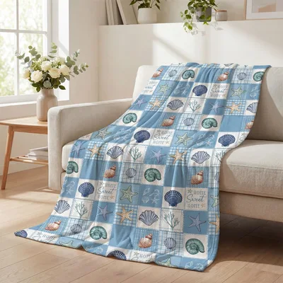 Patchwork Sealife Pattern Blanket: Coastal Home Sweet Home Design