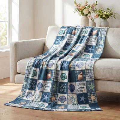 Patchwork Sealife Pattern Blanket No. 2 Coastal Home Decor