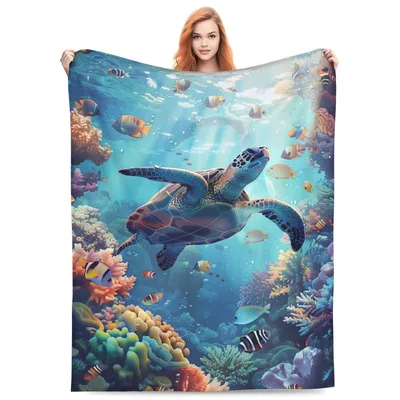 Sea Turtle Underwater Coral Blanket: A Vibrant Reef Scene
