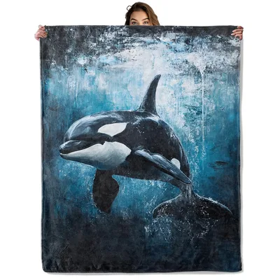 Orca Whale Underwater Painting Blanket: Artistic Marine Life Design