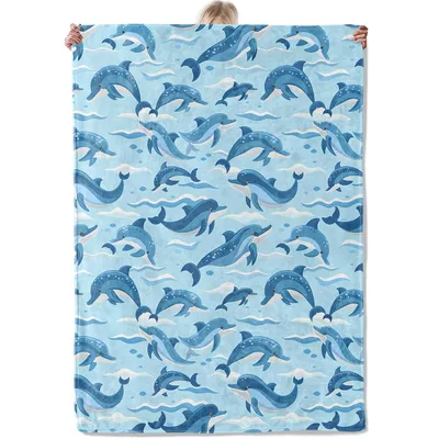 Dolphins Ocean Pattern Blanket: A Splash of Marine Life for Your Couch