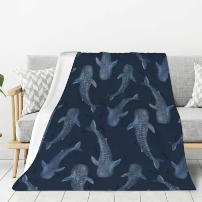 Whale Shark Pattern Blanket: Deep Blue Ocean Print for Marine Lovers