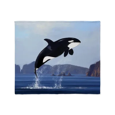 Orca Breaching Ocean Photo Blanket: Wild Whale Art for Nature Lovers