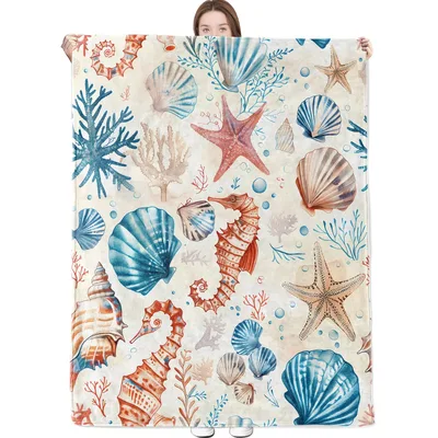 Seashells and Starfish Ocean Blanket: Coastal Seashell Pattern