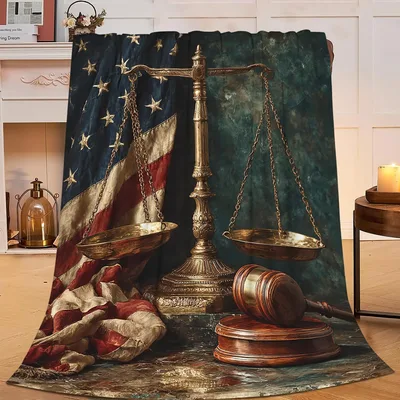 Lawyer Justice Scales Flag Blanket for Courtroom and Office
