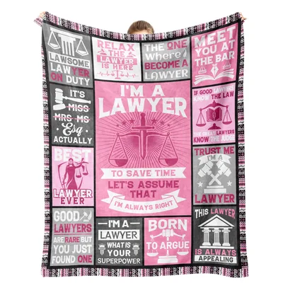 Lawyer Humor Scales Blanket: Pink and Gray Legal Joke Design