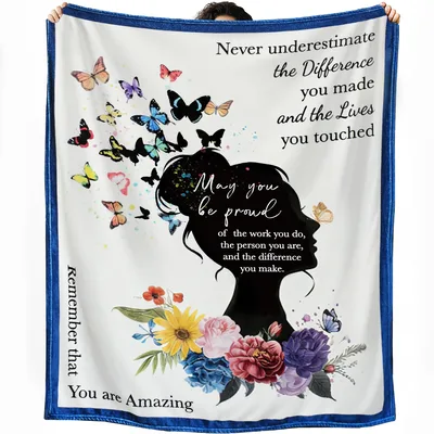 Inspirational Women Silhouette Blanket featuring uplifting quotes