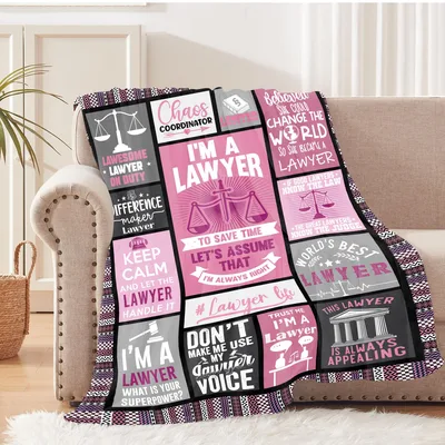 Lawyer Quotes Collage Blanket: Pink and Gray Legal Humor Design
