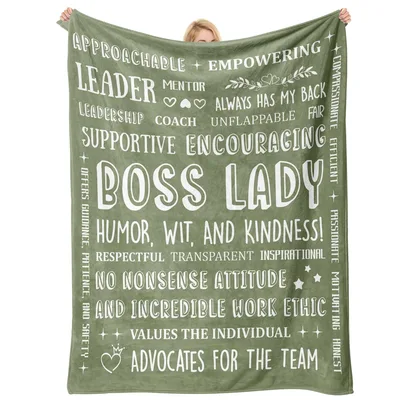 Boss Lady Sage Green Blanket: A Word Cloud of Admiration