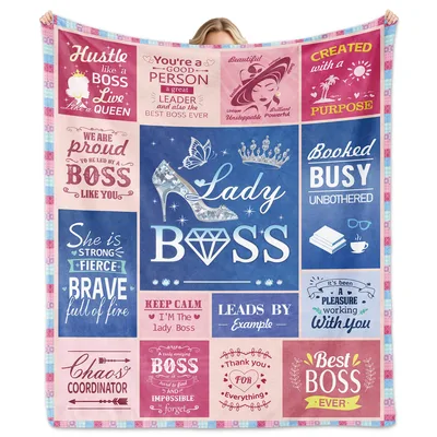 Lady Boss Appreciation Quotes Blanket Celebrating Leadership