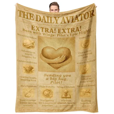 Pilot Aviation Newspaper Blanket: The Daily Aviator Vintage