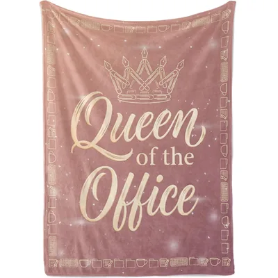Office Queen Crown Blanket: Ruler of the Desk with Pen Crown