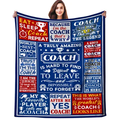 Coach Appreciation Collage Blanket features bold slogans